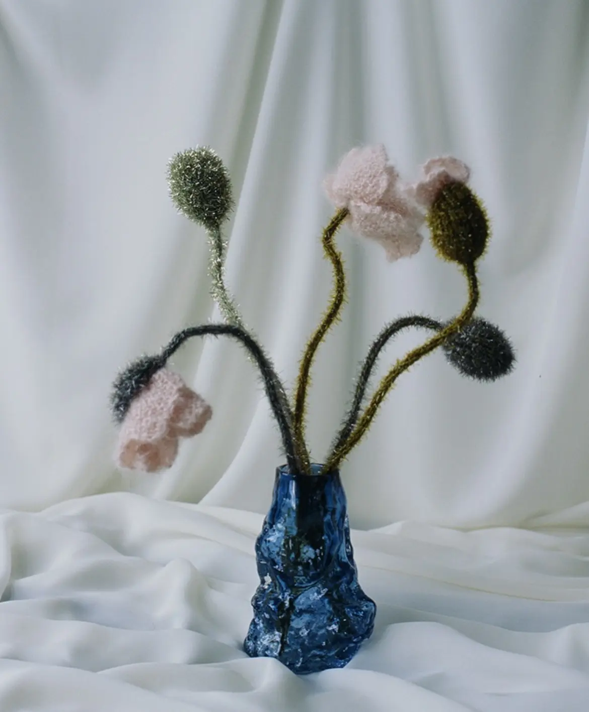 strikkede blomster til strik på farten